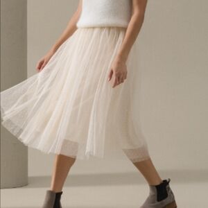 Haute Monde Cream A-Line Skirt